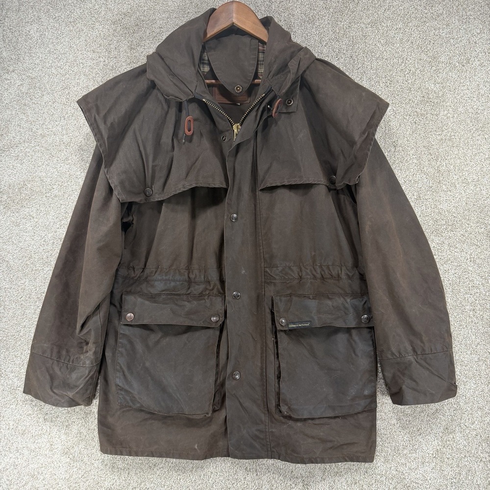 Outback‎ Trading Company Oilskin Swagman Field Jacket Chore Coat Sz Lg Duster